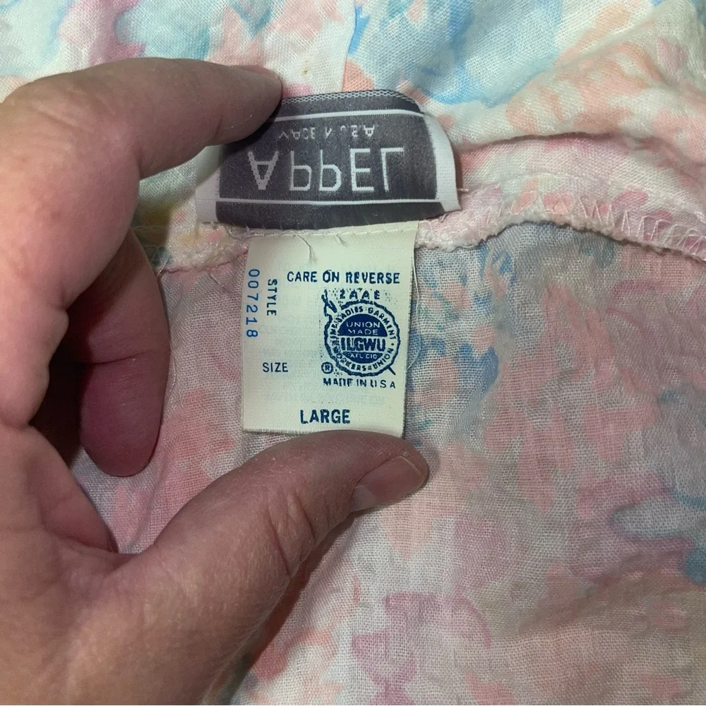 Vintage Appel Belted Pastel Floral Robe Seersucker Women’s Large Union Made USA - Picture 11 of 12